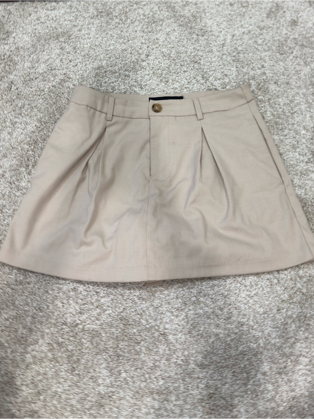 NWOT Tailored Pleated Mini Skort - Beige High Waist Khaki